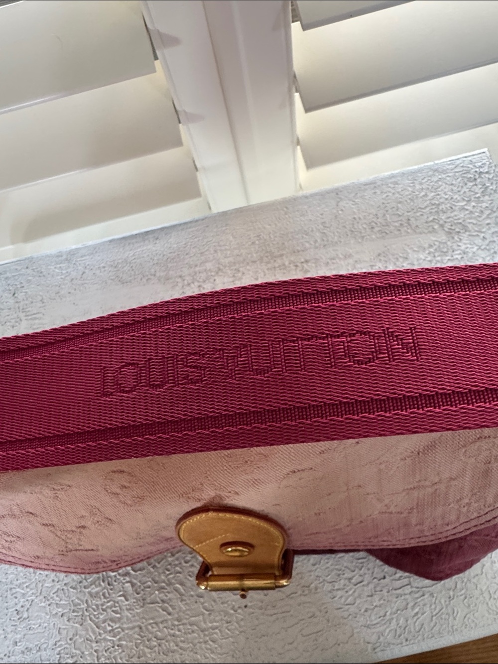 Louis Vuitton Sunray Pink Ombre Denim Shoulder Bag with Gold Buckle - Picture 5 of 15